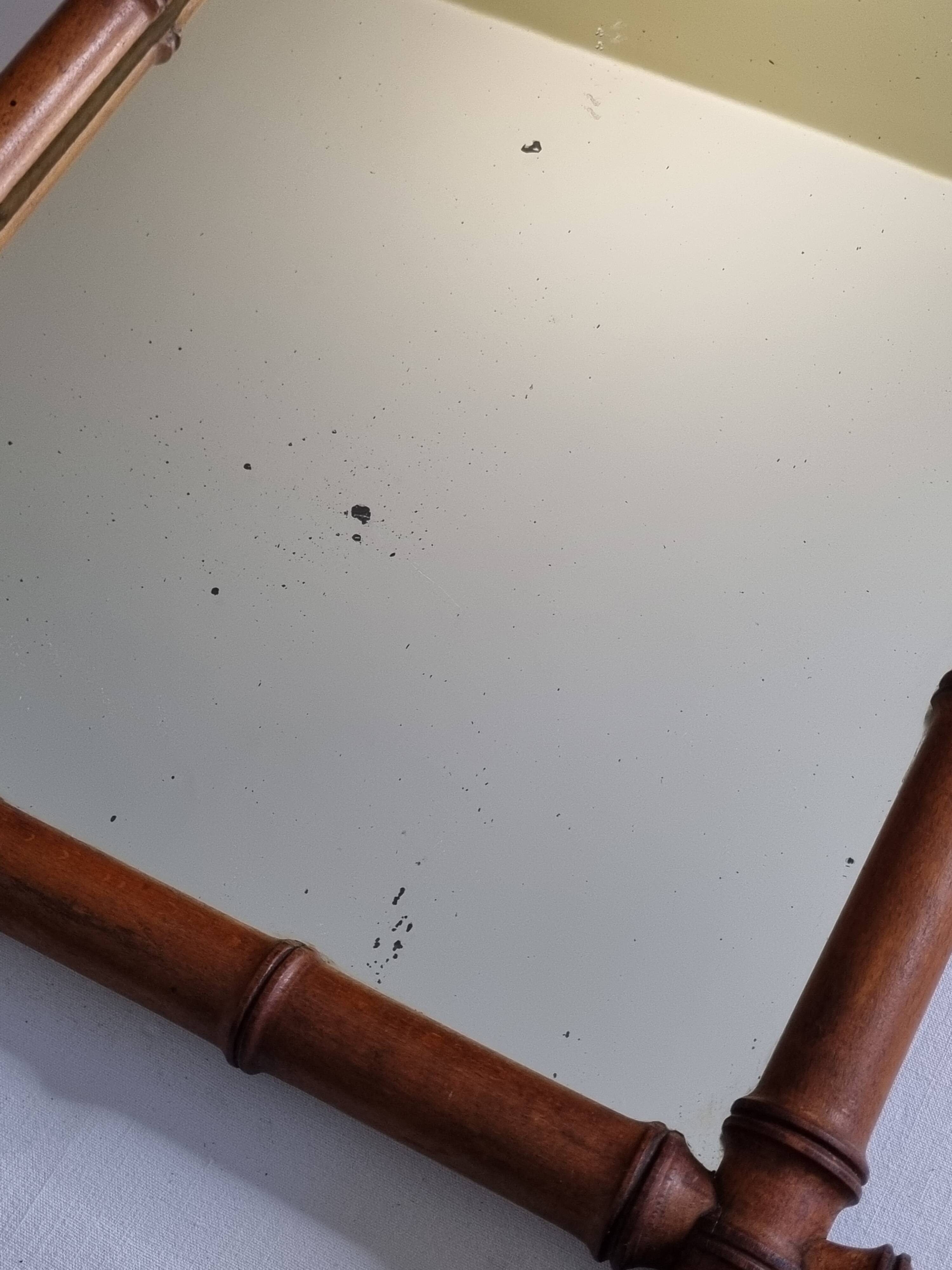 Large French mirror in turned bamboo-style wood, 54 x 76 cm