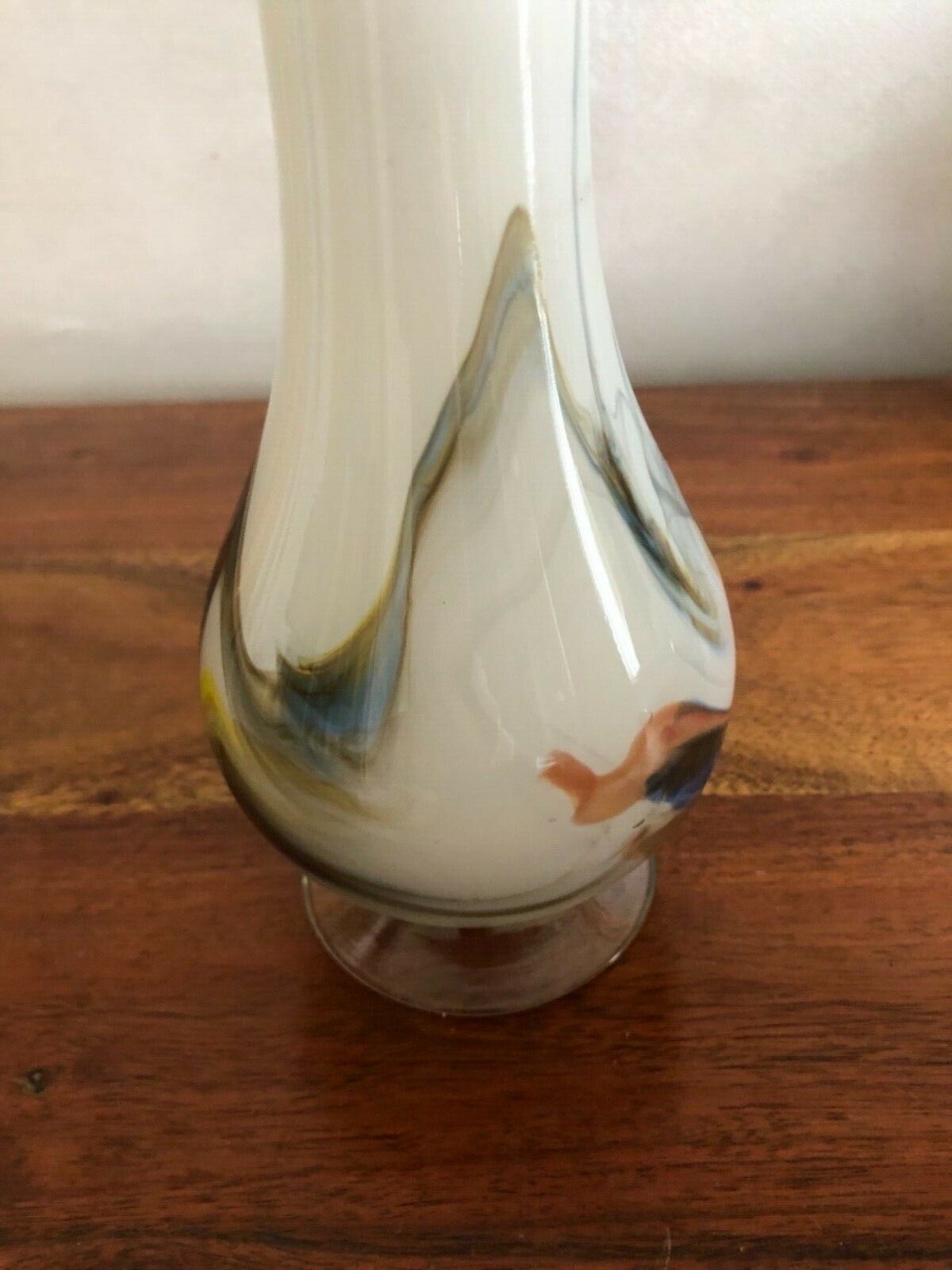 Vintage sticker vase flame opaline glass