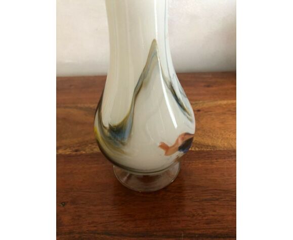 Vase collerette vintage flamme verre opaline | Selency