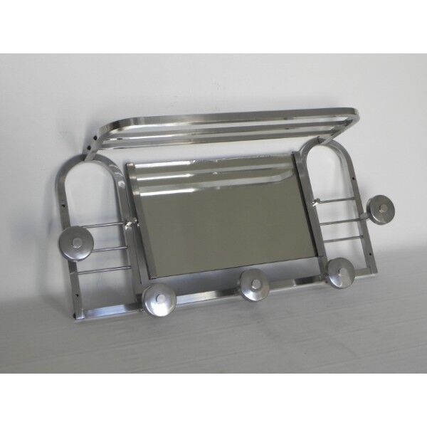 Portemanteau art déco en aluminium avec miroir