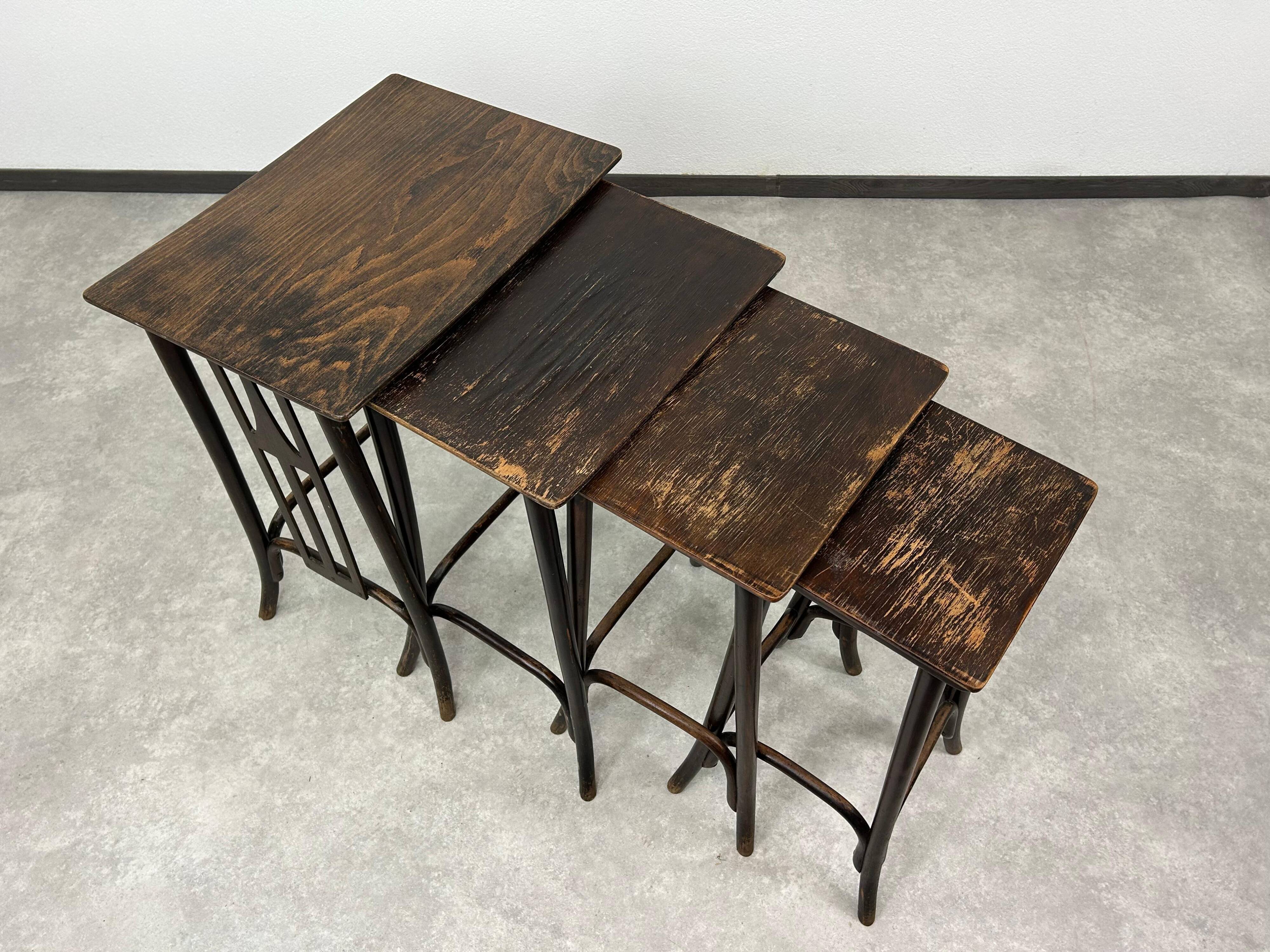 Nest tables Secession No. 958 by Siegel or Kolo Moser, produced by J&J Kohn.