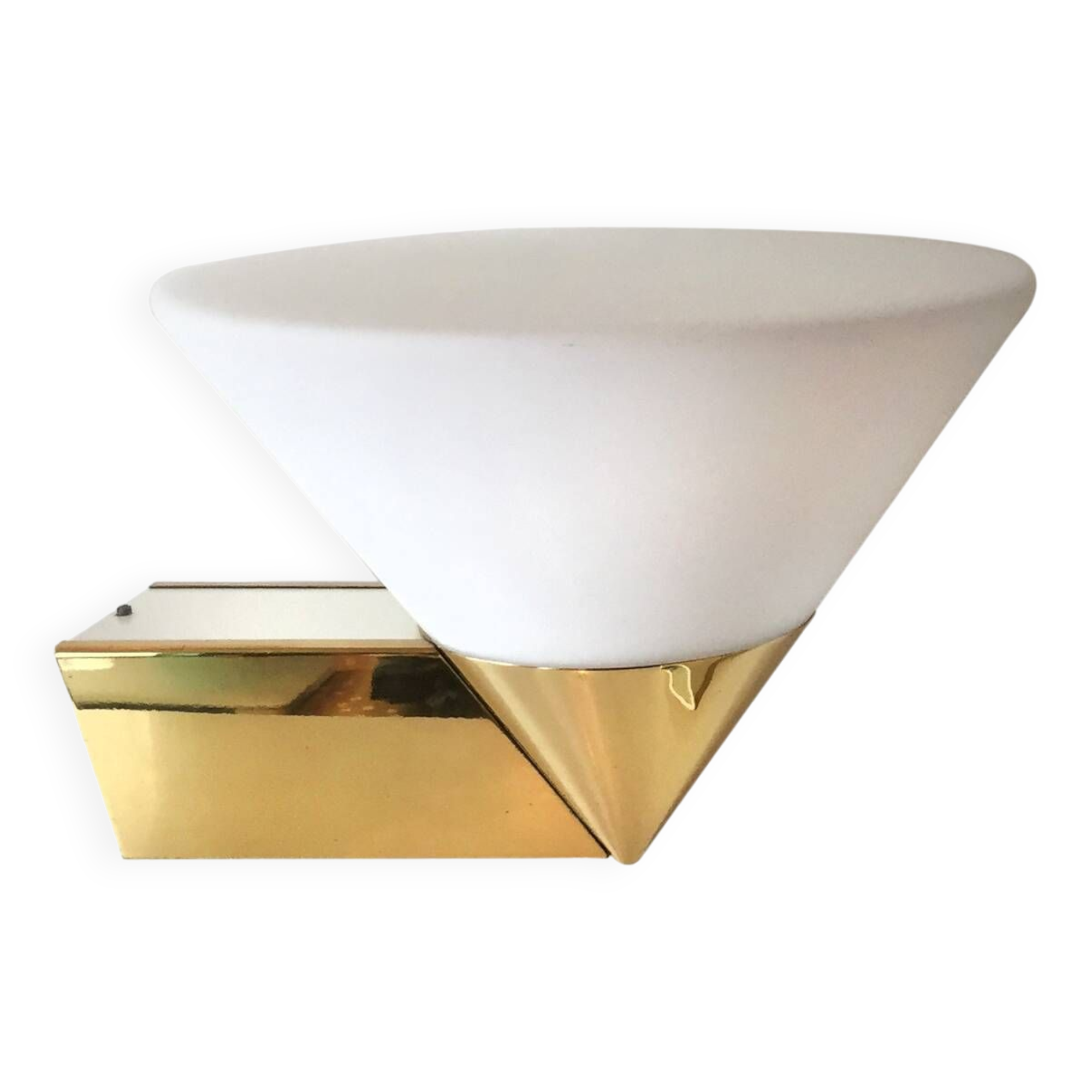 Brass and opaline wall lamp Limburg Germany 1970