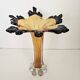 Large vintage amber glass art vase - Height 32cm