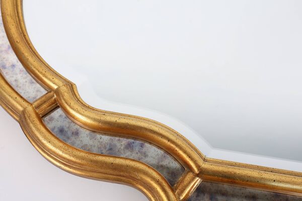 Miroir français de style Louis Philippe en bois doré décoré de verre miroir fumé