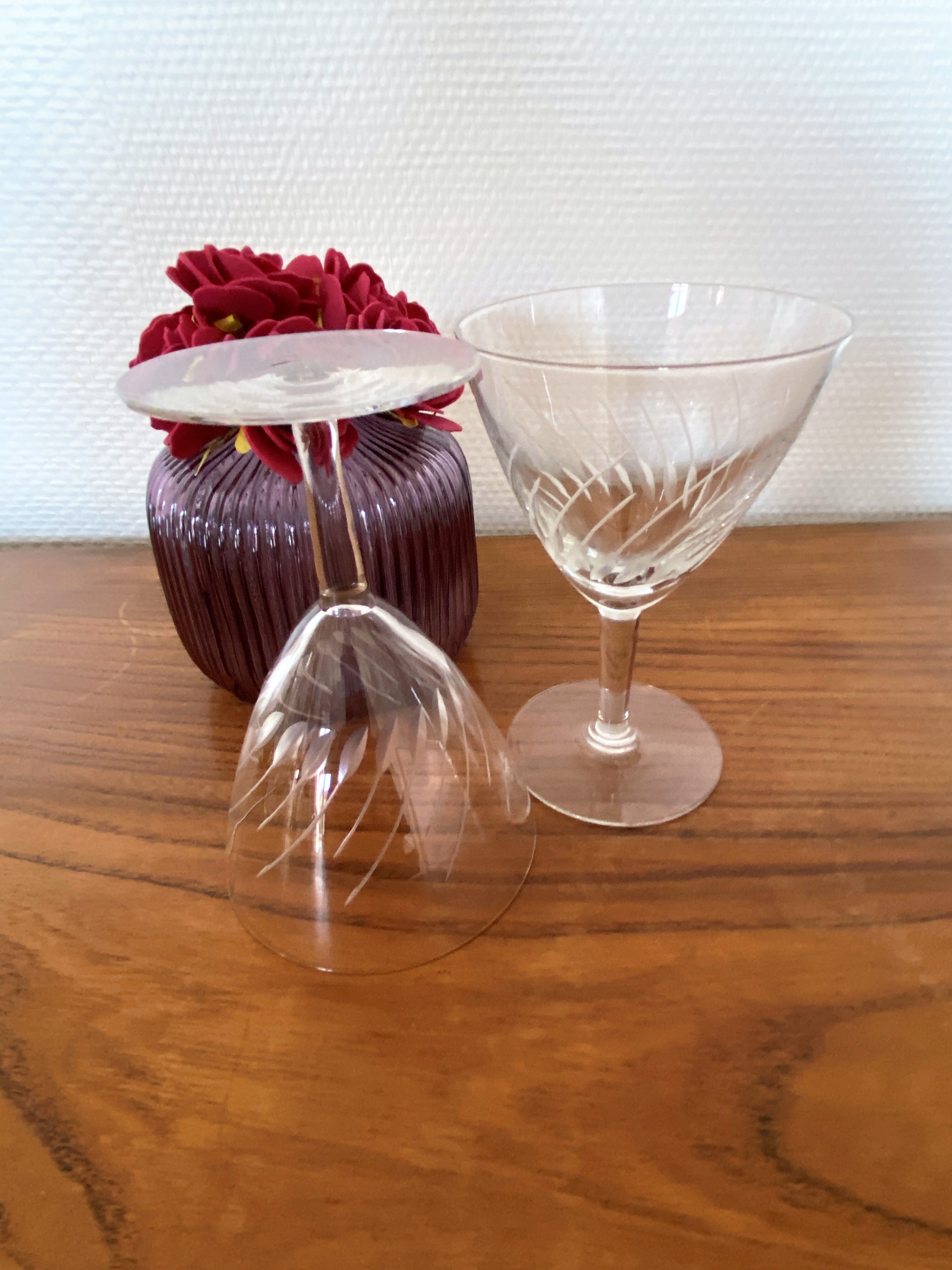 Set of 2 engraved glass water glasses 14 cl