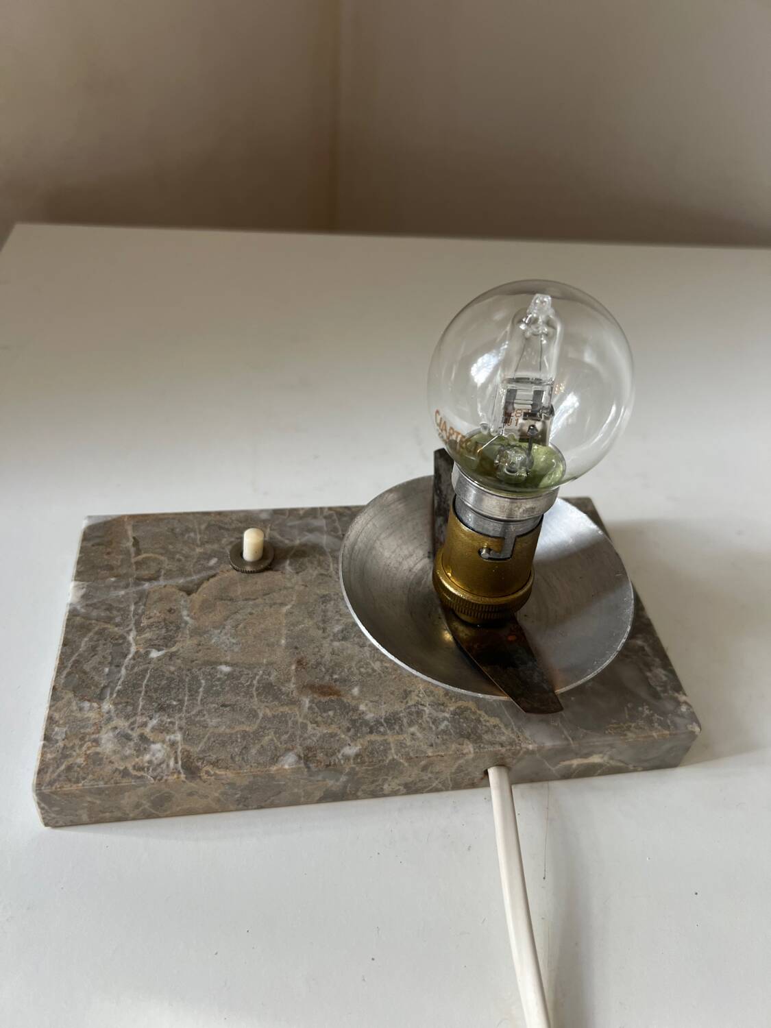 Art Deco marble granite glass globe ball table lamp