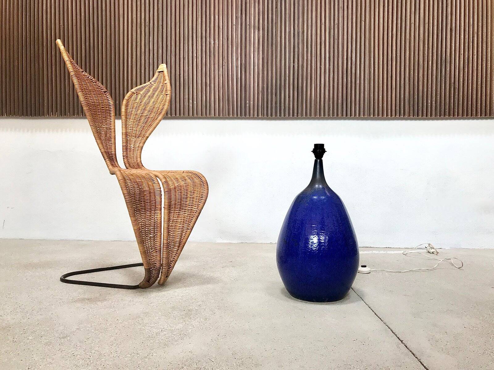 Large glazed ceramic art table lamp from Krösselbach, West-Germany, 1960s