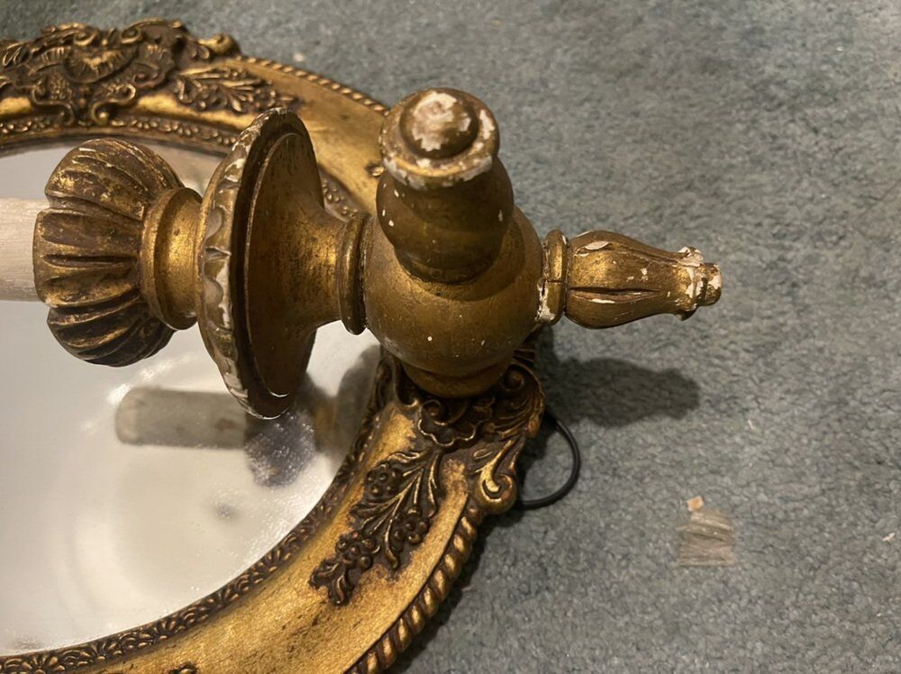 Italian gold gilded wooden mirror sconce, 1950s