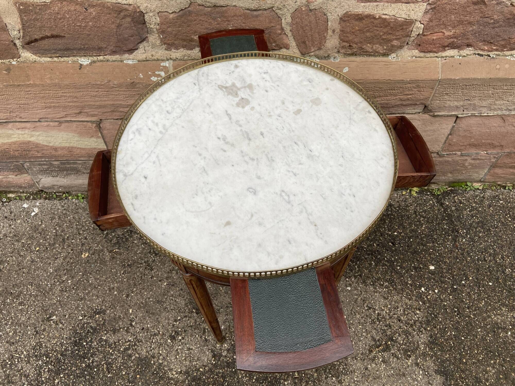 Table basse bouillotte de style Louis XVI en bois des années 1960/70