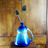 Conical jug with blue glaze and elaborate handle - folk art - early twentieth century