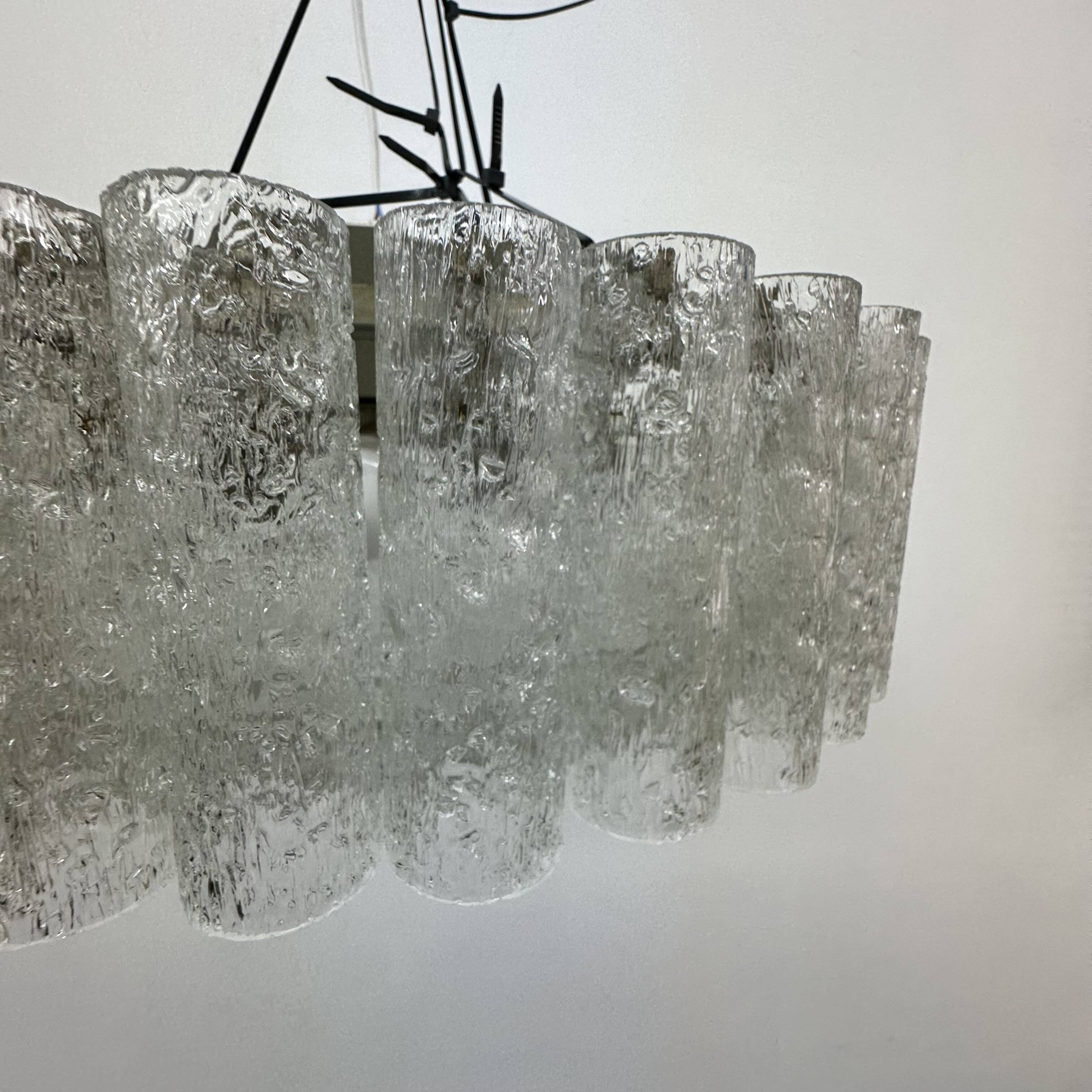 Glass Tubes Chandelier Flush mount from Doria Leuchten, 1960s
