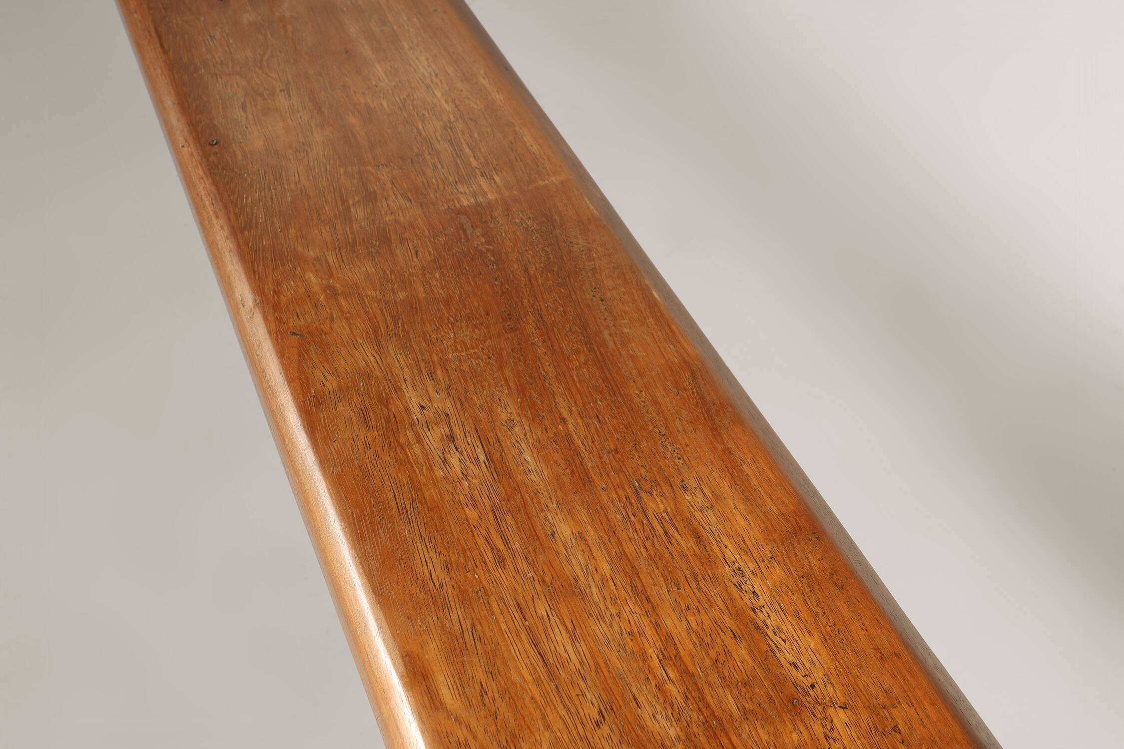 French Extra long solid elm wooden monastery bench, ca. 1850