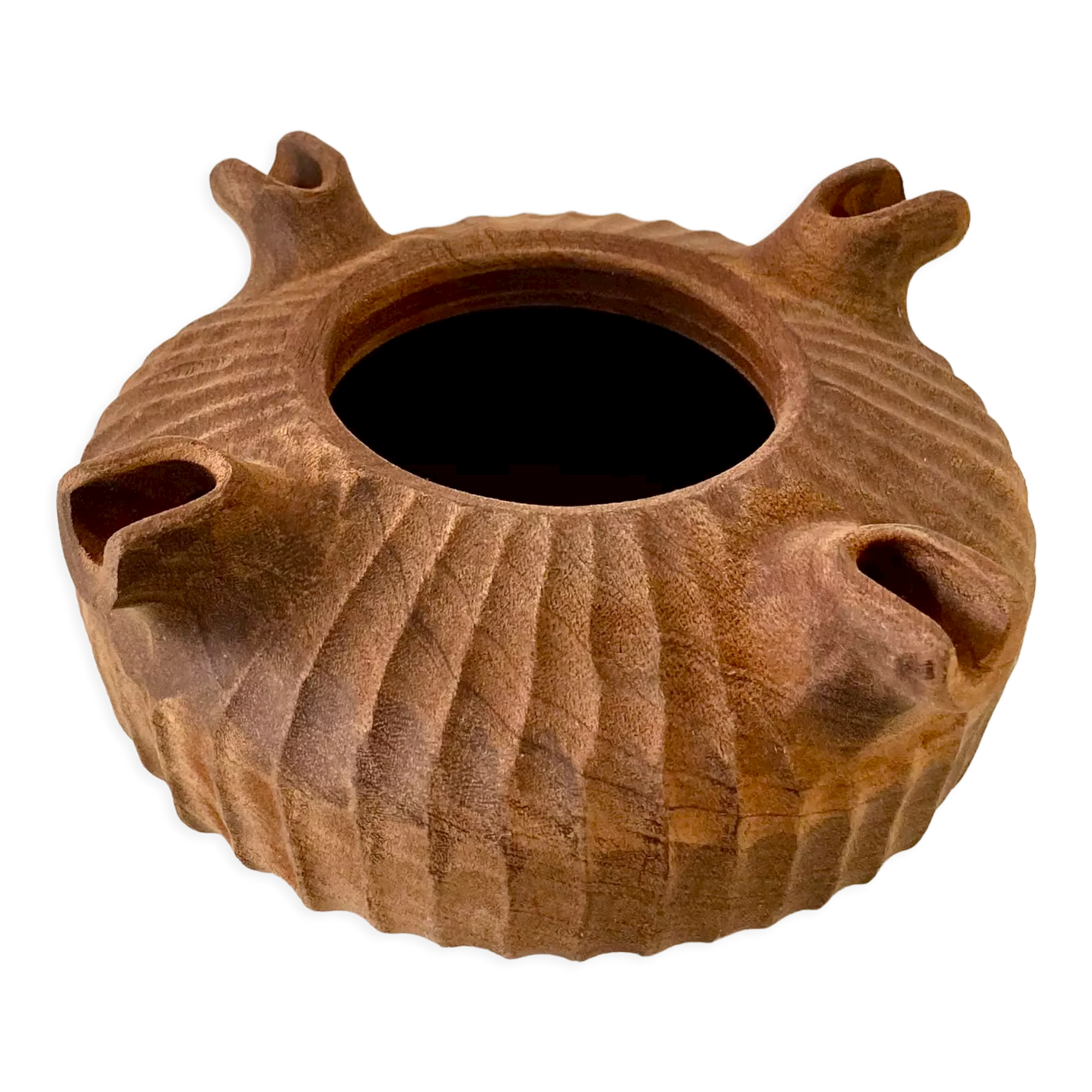 Empty pocket carved wooden cup folk art