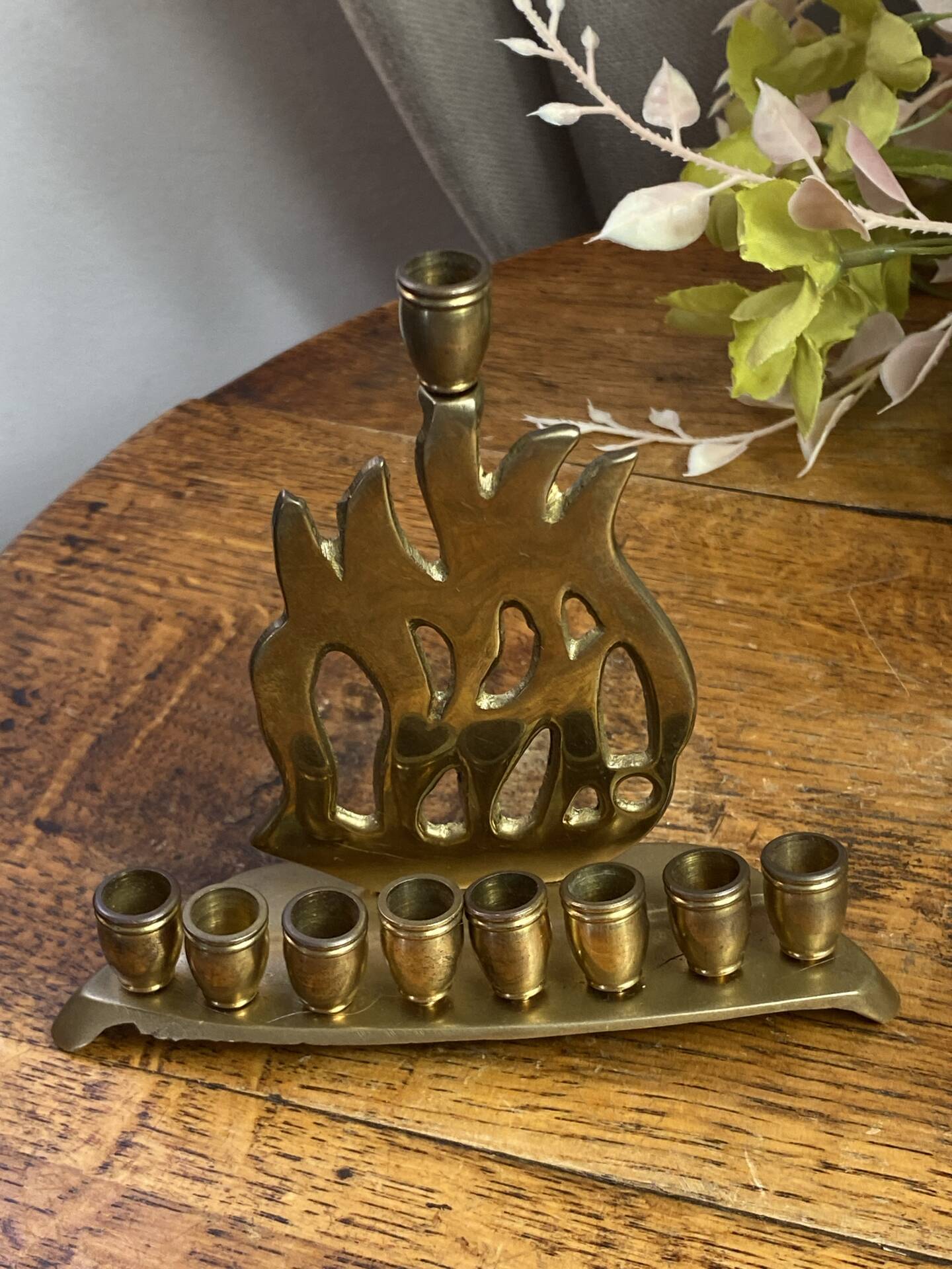 Chandelier, brass Hanukkah menorah