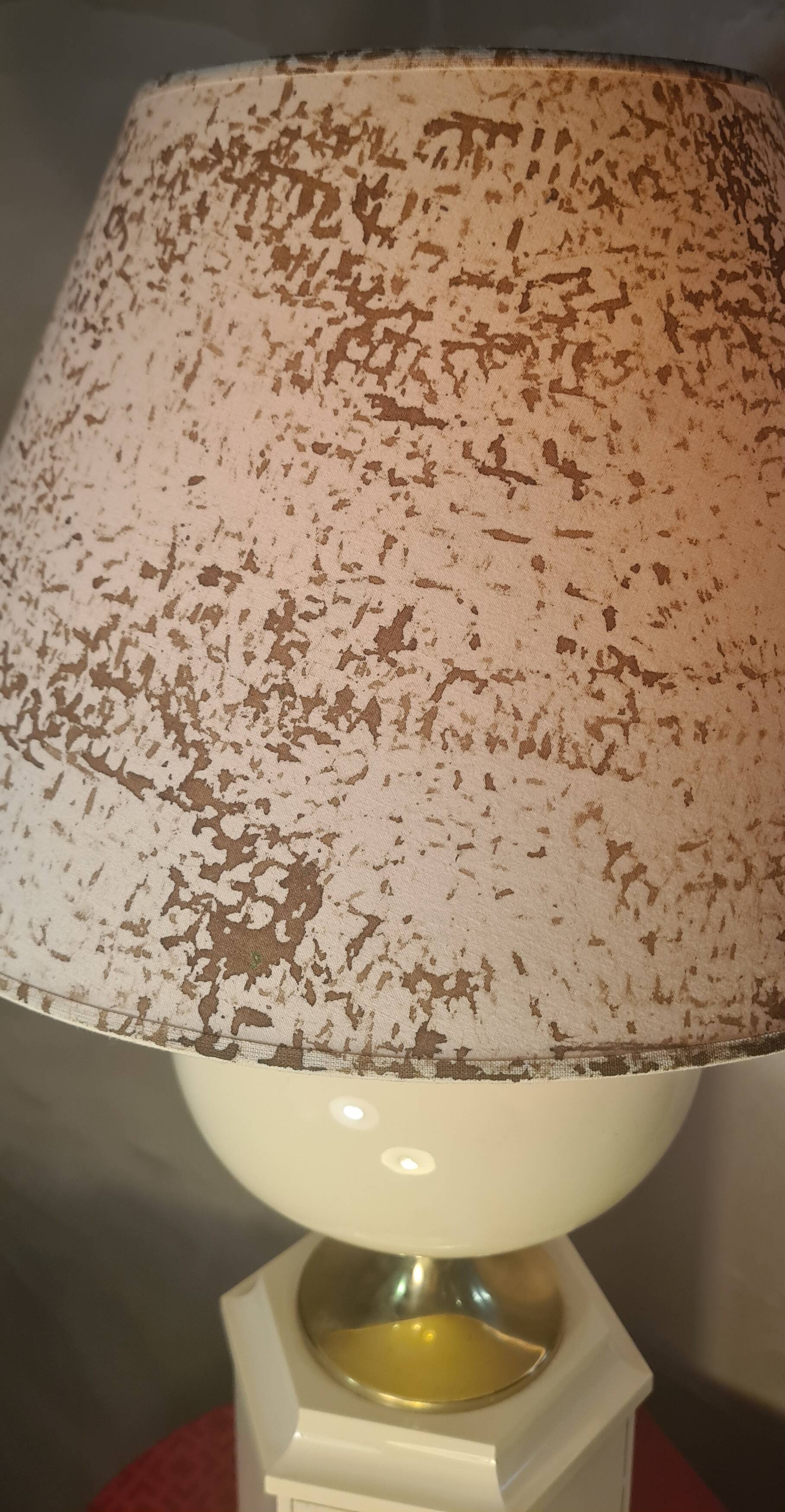 Living room lamp from Maison Dauphin 1970 to 80 cream hand-painted lampshade