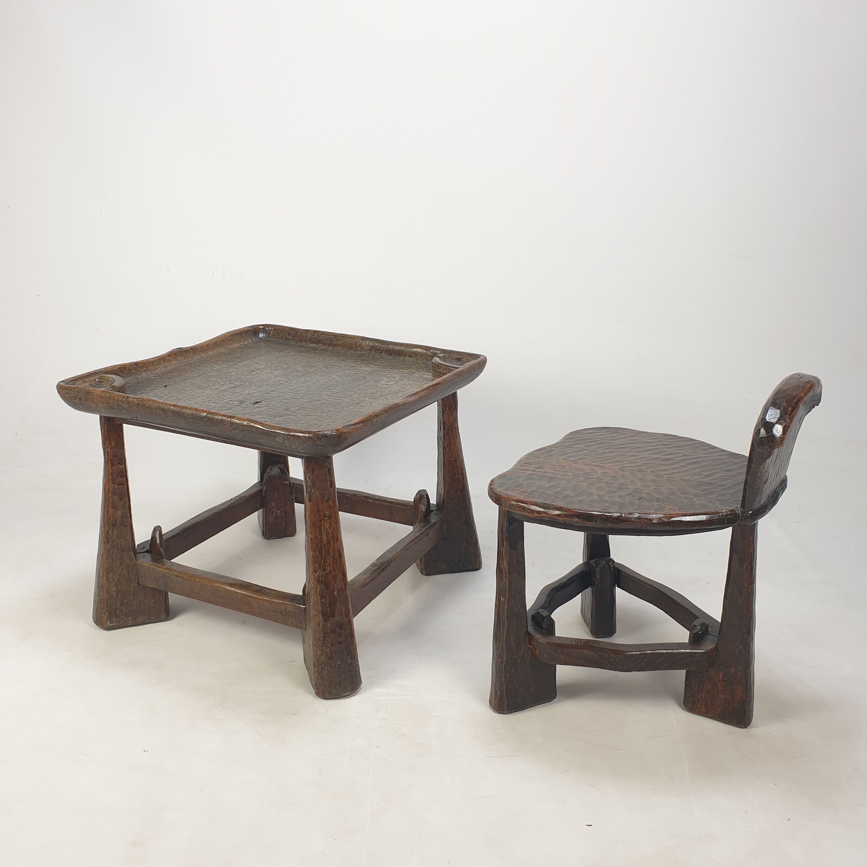 Mid Century set of wooden Chair and Table, 1950's