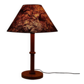Lampe de table ou de sol en bois de pin vintage avec abat-jour en vraies feuilles.