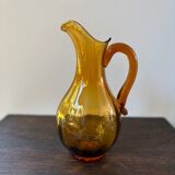 Vintage orange mouth-blown glass pitcher
