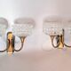 Pair of two-light wall sconces in gilded brass and blue from the 1950s.