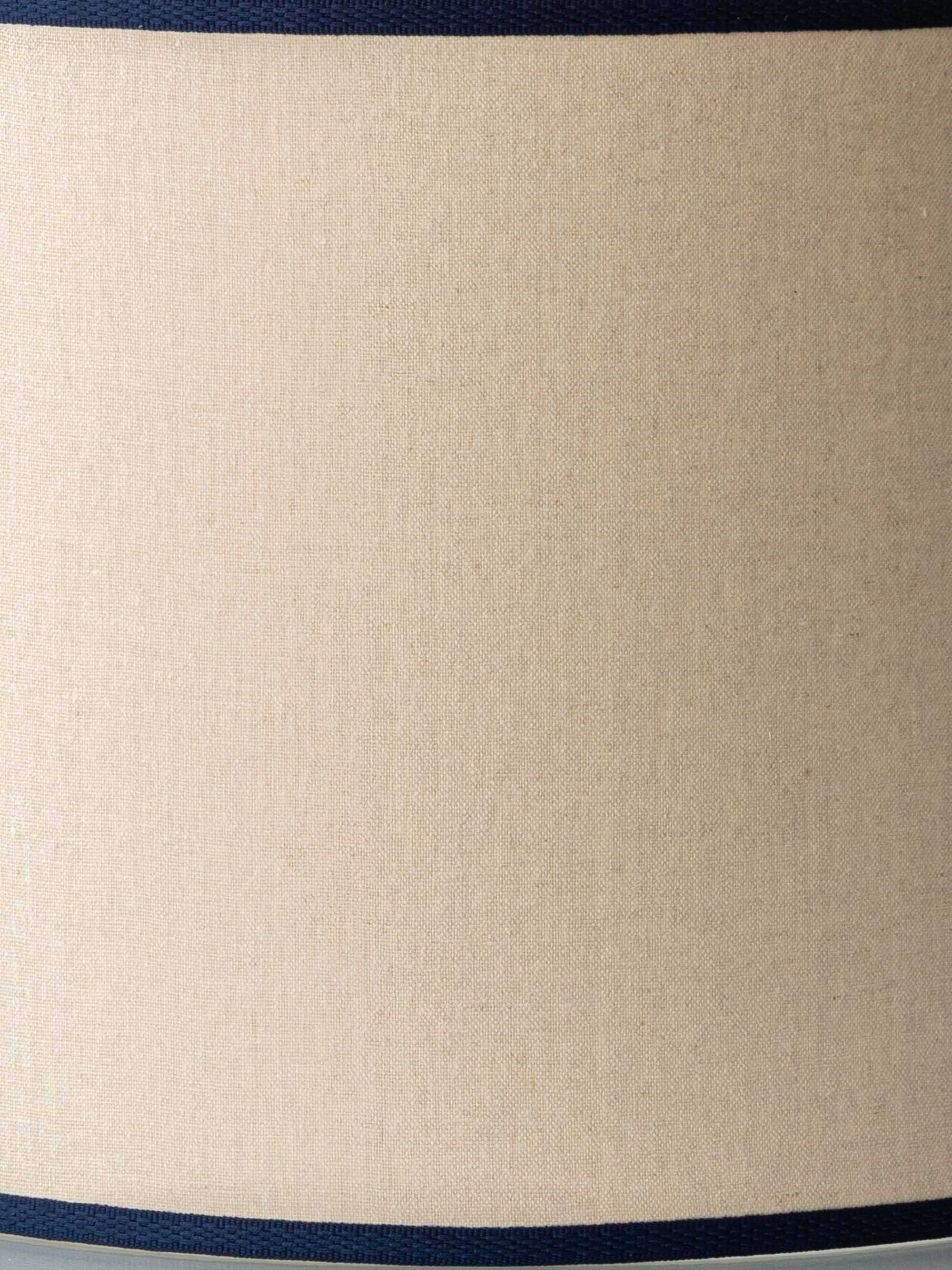 Spanish Revival Terracotta Table Lamp, Cream and Cobalt, New Linen Shade