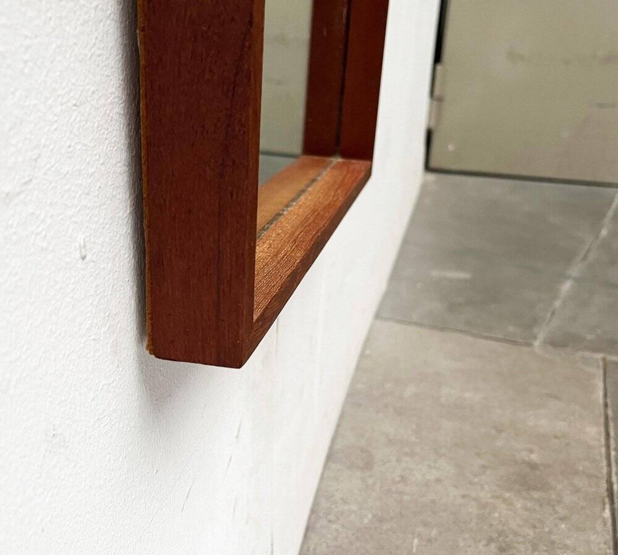 Minimalist mid-century German mirror in teak by Zier-Form, 1960s.