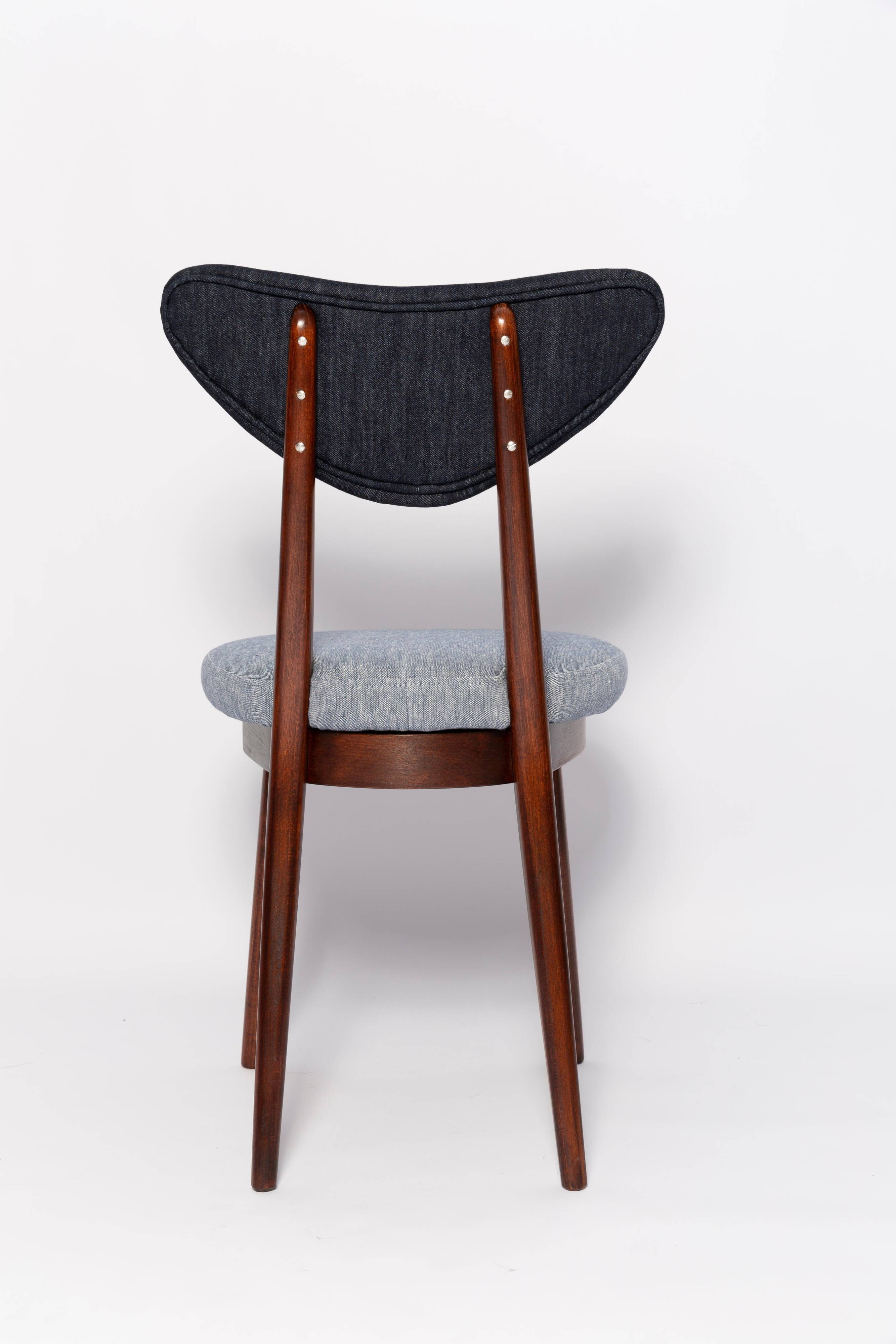 Heart-shaped chair in light blue and dark blue denim, Europe, 1960s