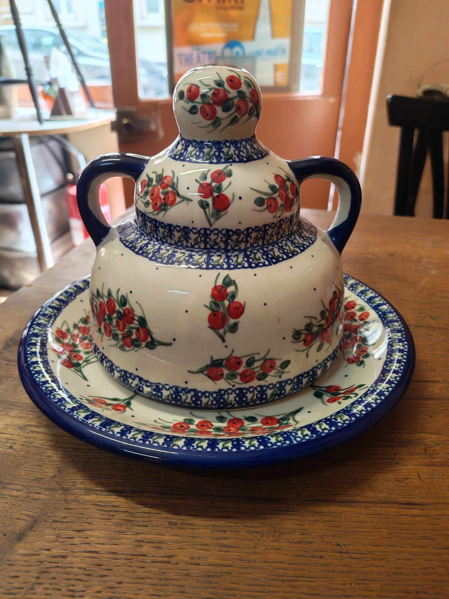 Cloche à fromage grès émaillée Boleslawiec Pologne