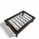 French brutalist coffee table, forged wrought iron, shepherd with dog and his herd, 1970s, transparent glass top
