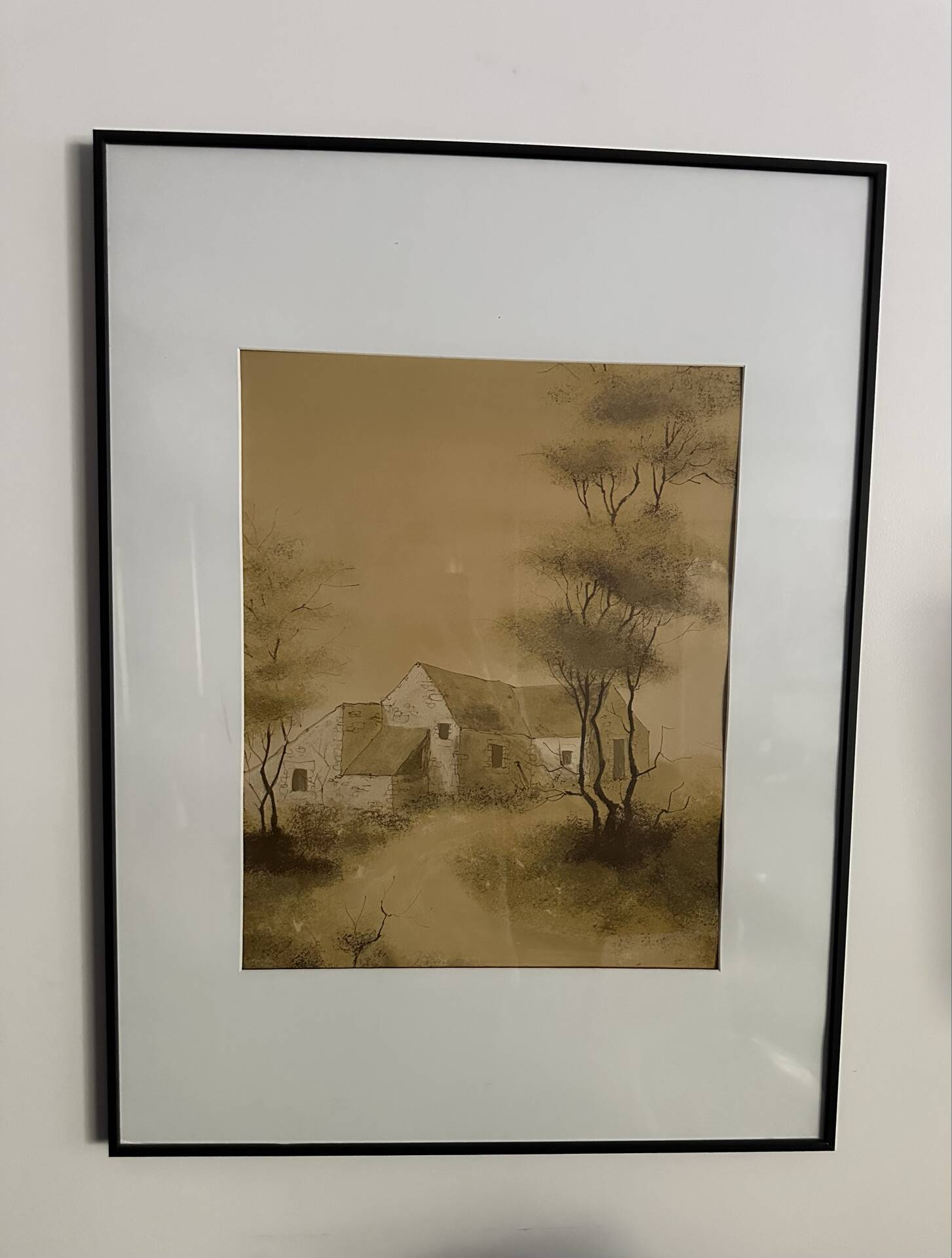 Lithographie originale de Bernard Charoy « vieille ferme »