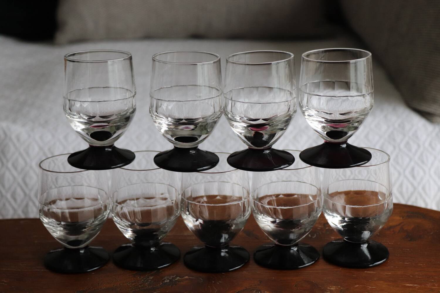 Set of 8 antique cut glass goblets