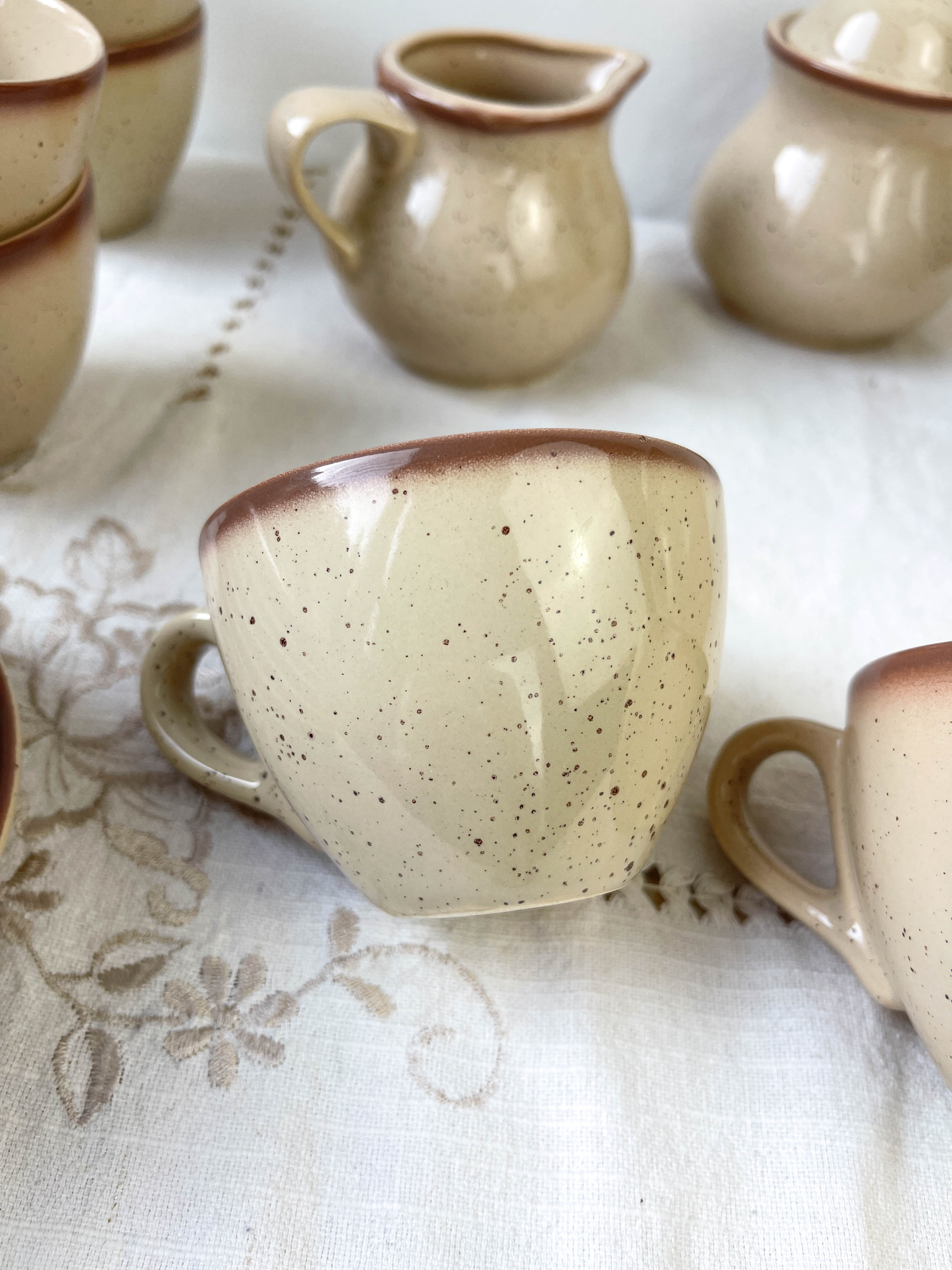 Mid-century speckled stoneware coffee set from the 20th century