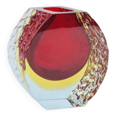 Vase en verre d'art Murano texturé facetté Mandruzzato Sommerso, Italie, années 1970
