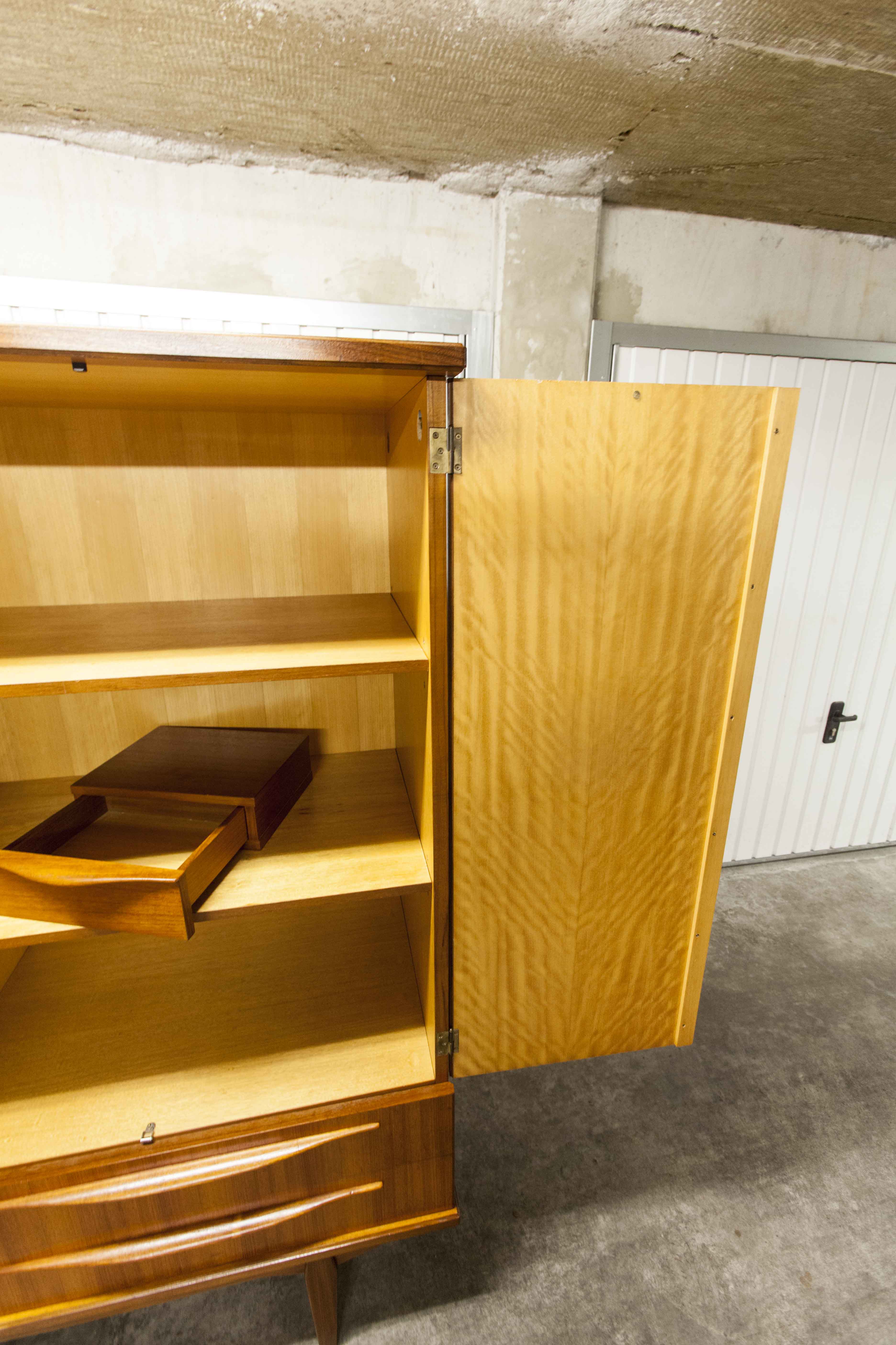 Scandinavian teak cabinet 4 doors 2+1 drawers wardrobe 1960
