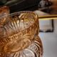 Cut amber glass candy dish – France, 1950s