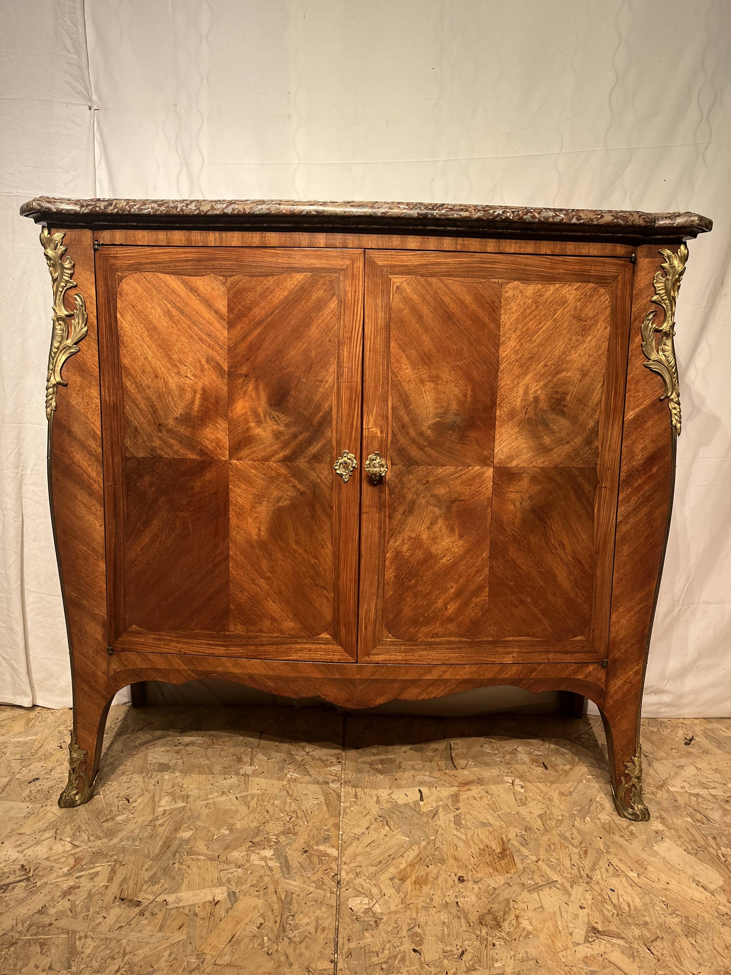 Marquetry sideboard Louis XV bronze 1940