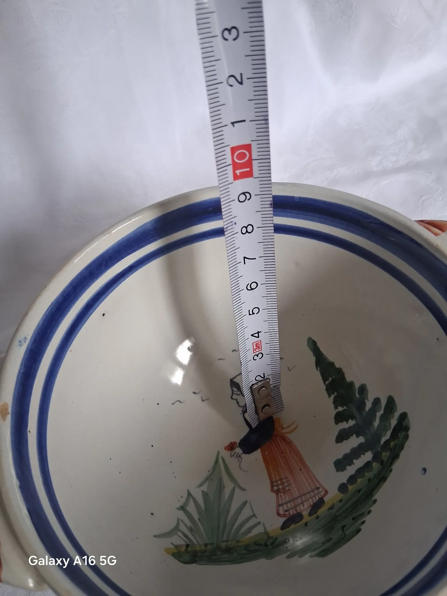 Set of three antique earthenware bowls from HB Quimper, signed.