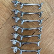 Portes couteaux chien basset / teckel en métal argenté
