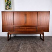 Teak and rosewood enfilade with drawers and doors in marquetry, Denmark, 1950.