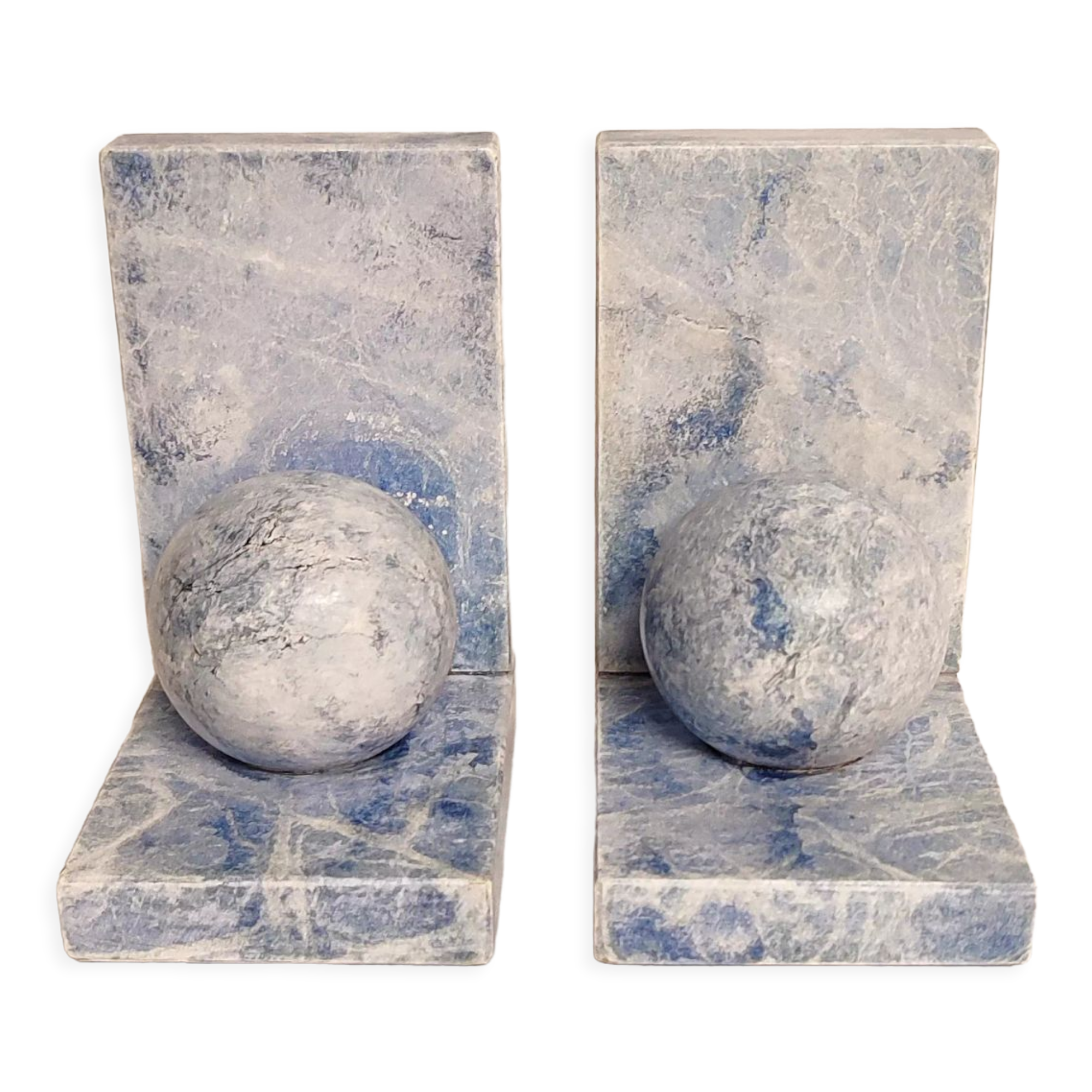 Blue marble bookend. Spain, 1970s.