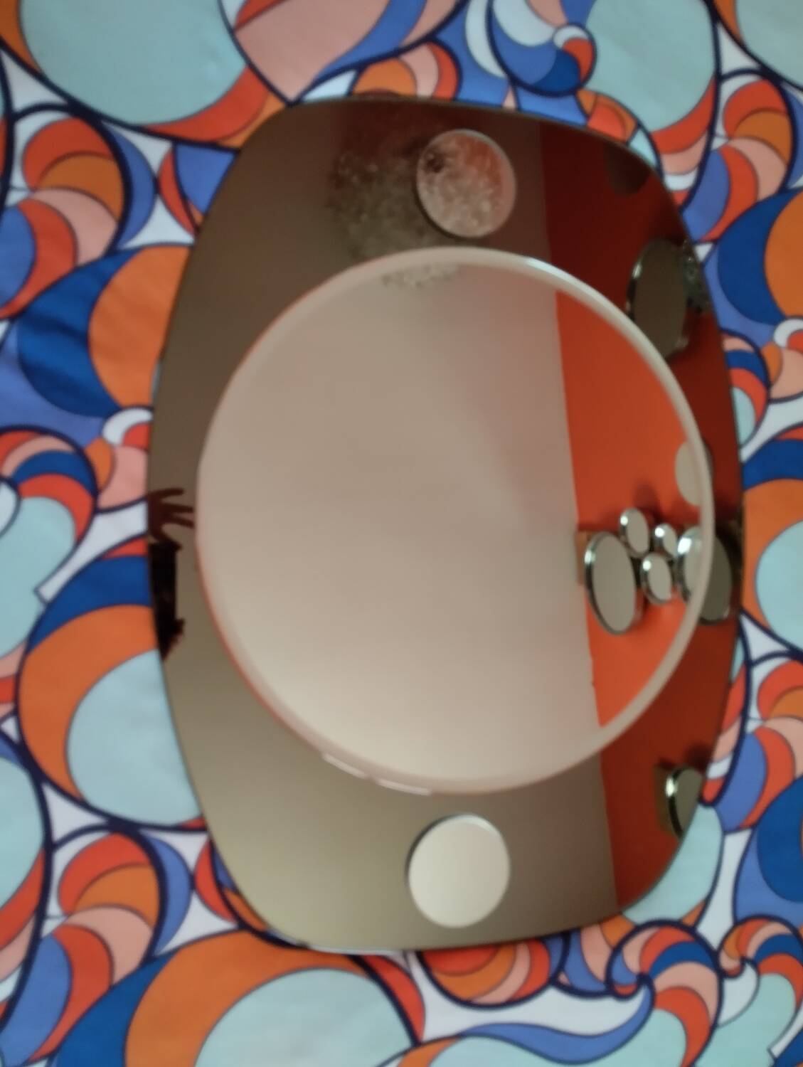 Vintage oval smoked brown mirror