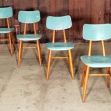 Series of 4 wooden chair Ton (Ex Thonet) 1960