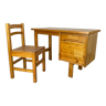 Bureau en pin 1970 et sa chaise