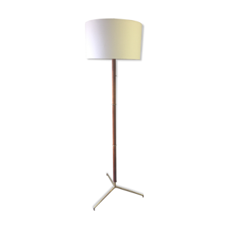 Lampadaire en cuir et laiton