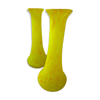 Pair of Marmorean glass vases