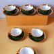 Lot de 6 tasses bistrot apilco vert et or 50s