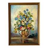 Painting representing a bouquet signed Simone Masset