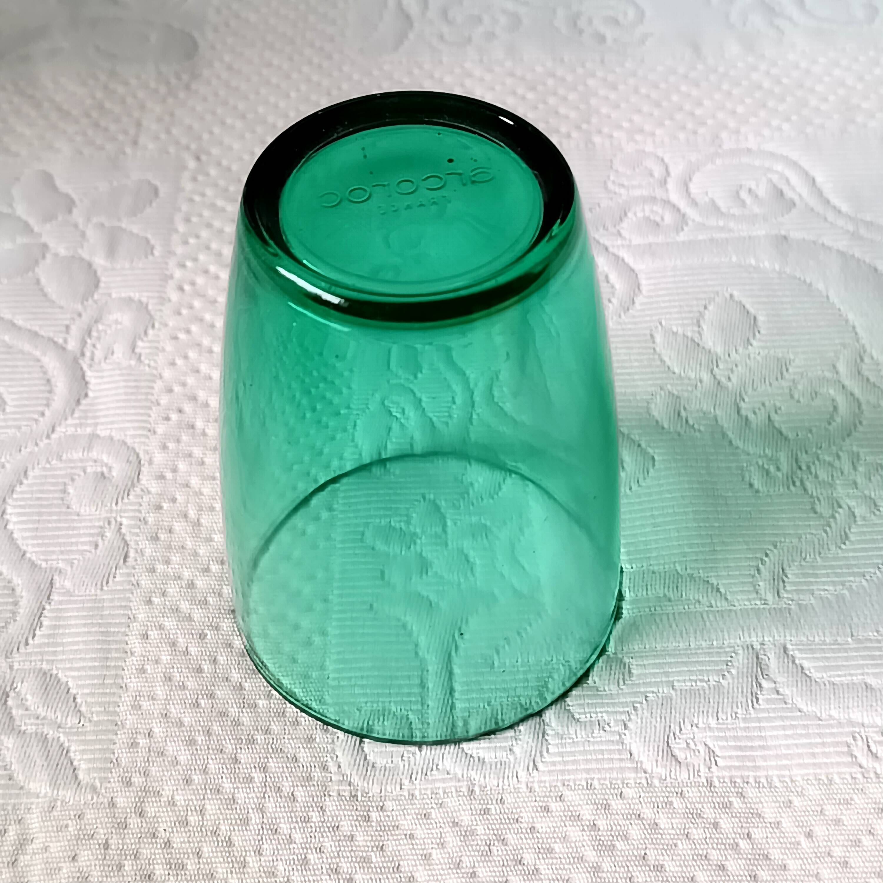 4 glasses 19 cl Retro emerald green tempered glass Arcoroc France