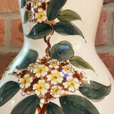 East German GDR Vase from 1960s with Hand-Painted Flowers, Steingutfabrik Dresden, Villeroy & Boch