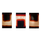Triptyque à décor géométrique en laine tissée. Travail artisanal, 20e siècl
