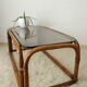 Table basse en bambou et verre fumé vintage